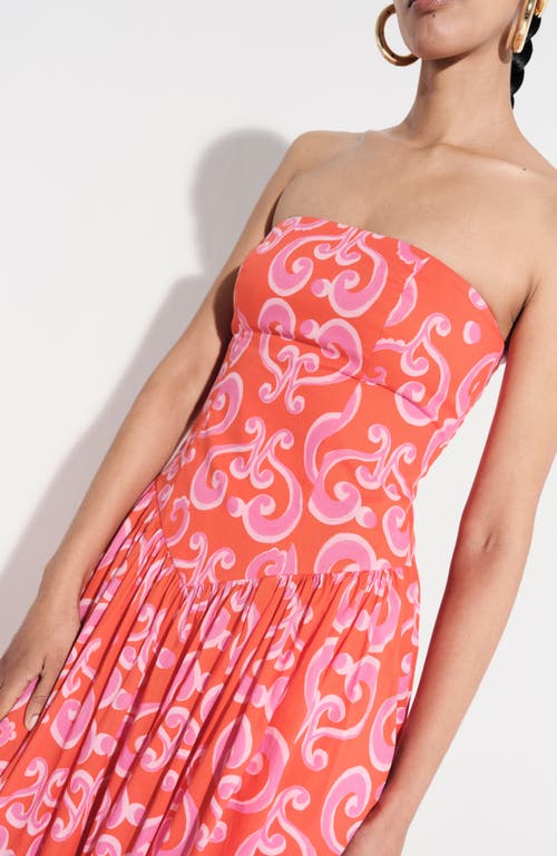 De Loreta Golondrina Strapless Drop Waist Cotton Maxi Dress In Pink