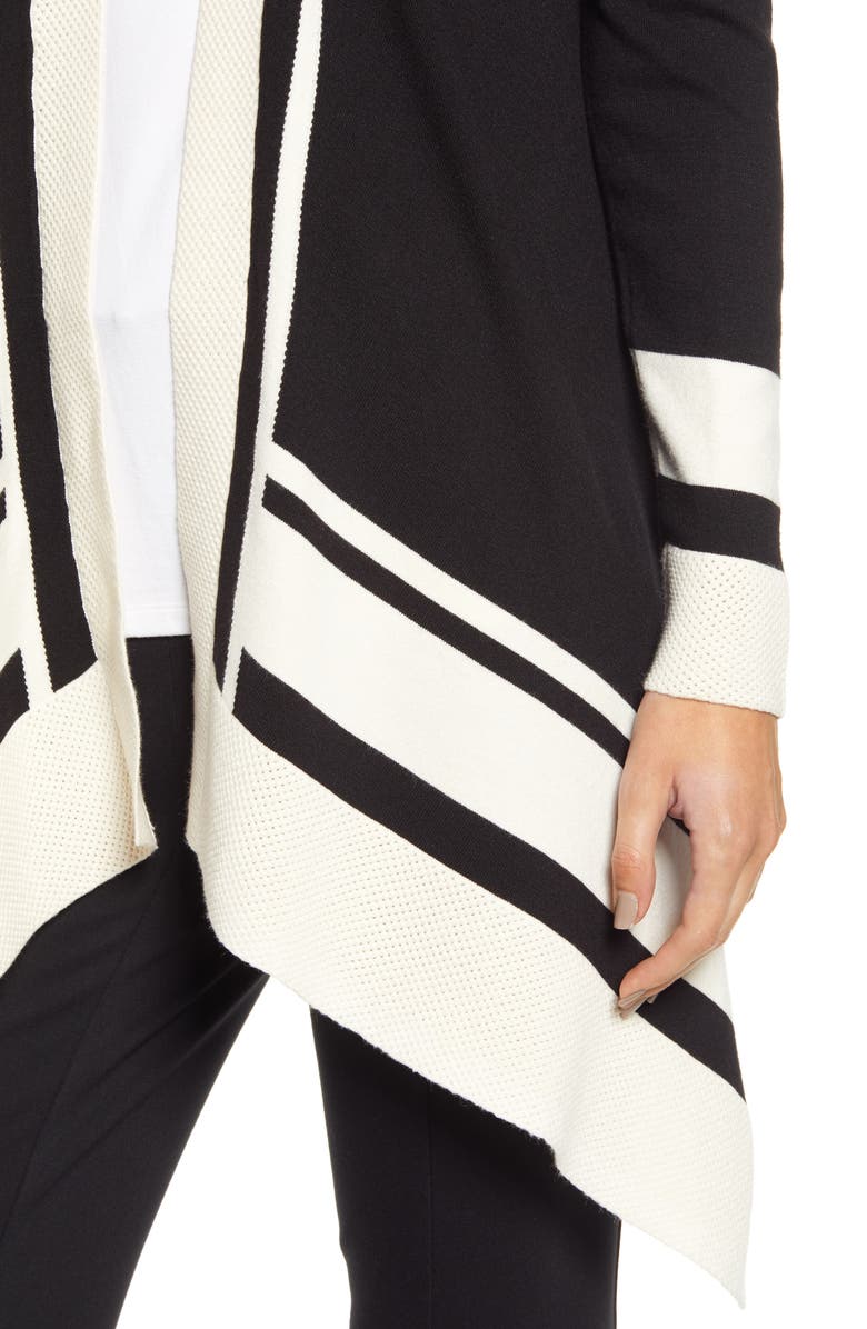 Anne Klein Pointelle Trim Waterfall Cardigan, Alternate, color,