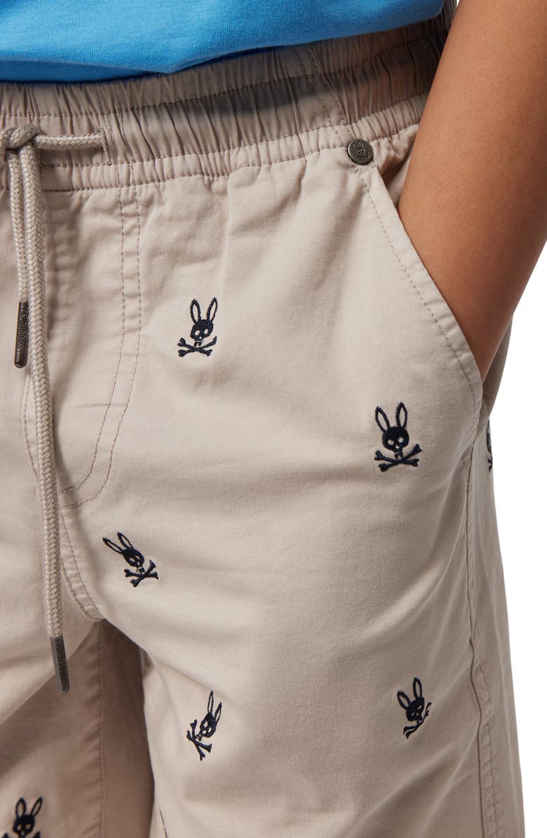 Psycho Bunny Kids' Isles Embroidered Drawstring Shorts, Alternate, color, 