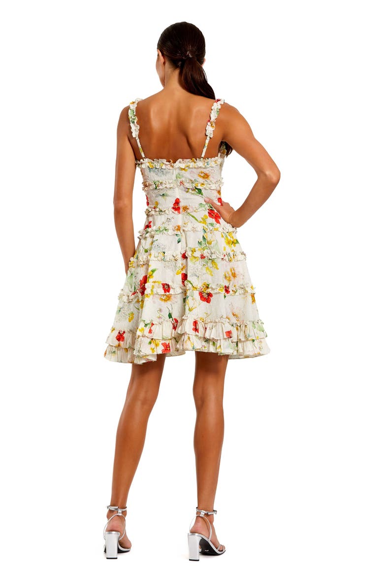 Floral Square Neck Ruffle Mini Dress, Alternate, color, Ivory Multi