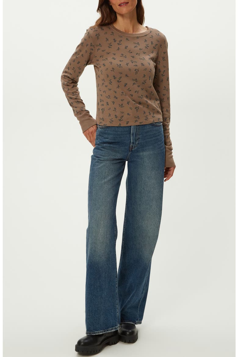 Palmer Floral Long Sleeve Thermal T-Shirt, Alternate, color, COBBLESTONE
