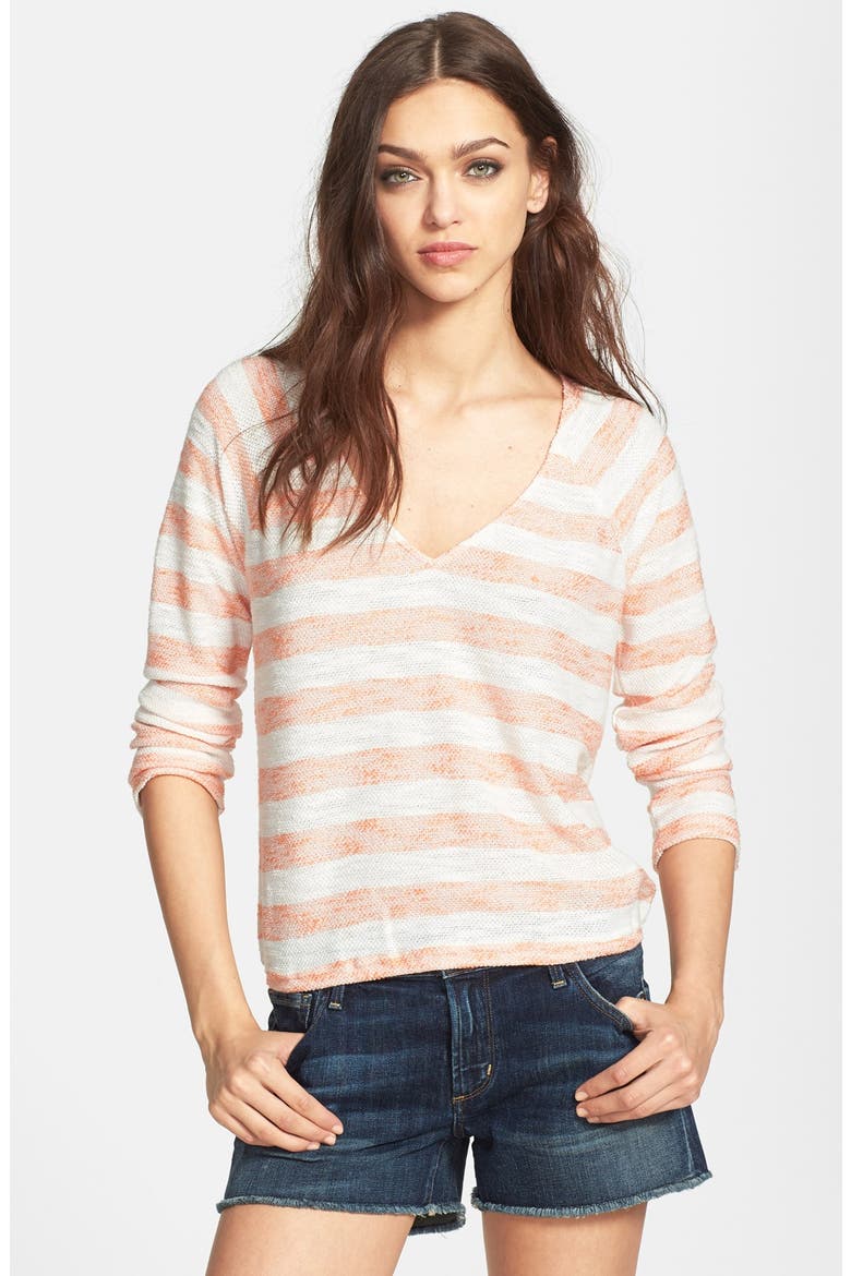 'Beach' V-Neck Knit Sweater, Main, color, GUAVA