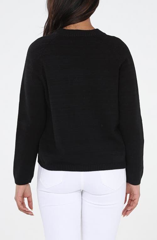 Rain And Rose Shoulder Zip Crewneck Sweater In Black