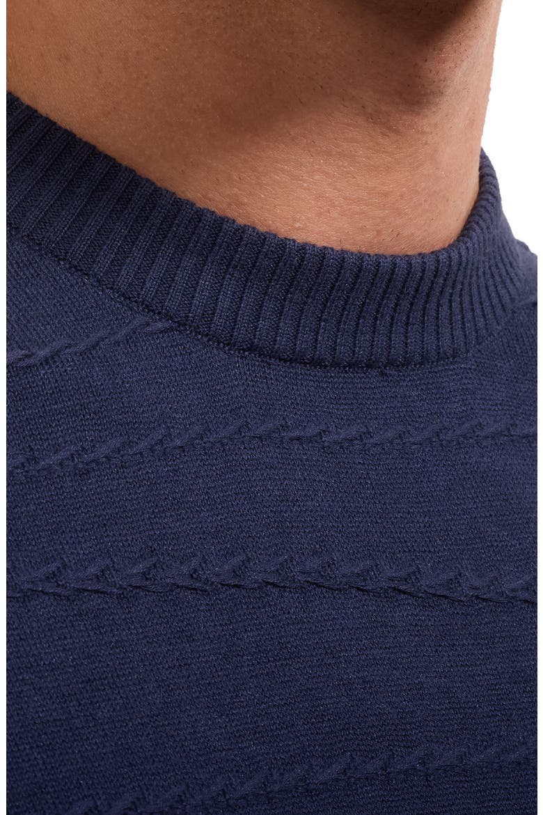 Textured Cotton & Silk Crewneck Sweater, Alternate, color, NAVY