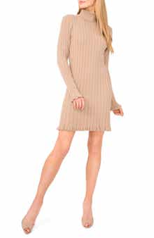 CeCe Long Sleeve Rib Turtleneck Sweater Minidress