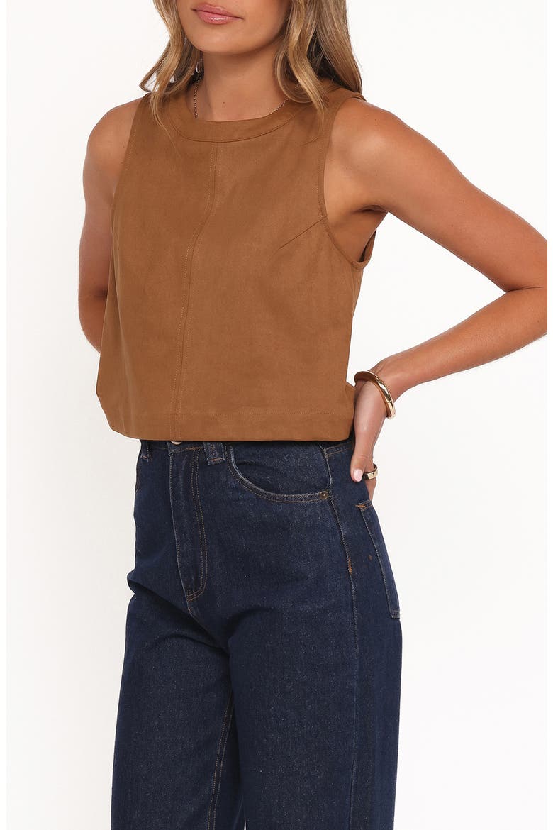 Charles Sleeveless Faux Suede Top, Alternate, color, CAMEL
