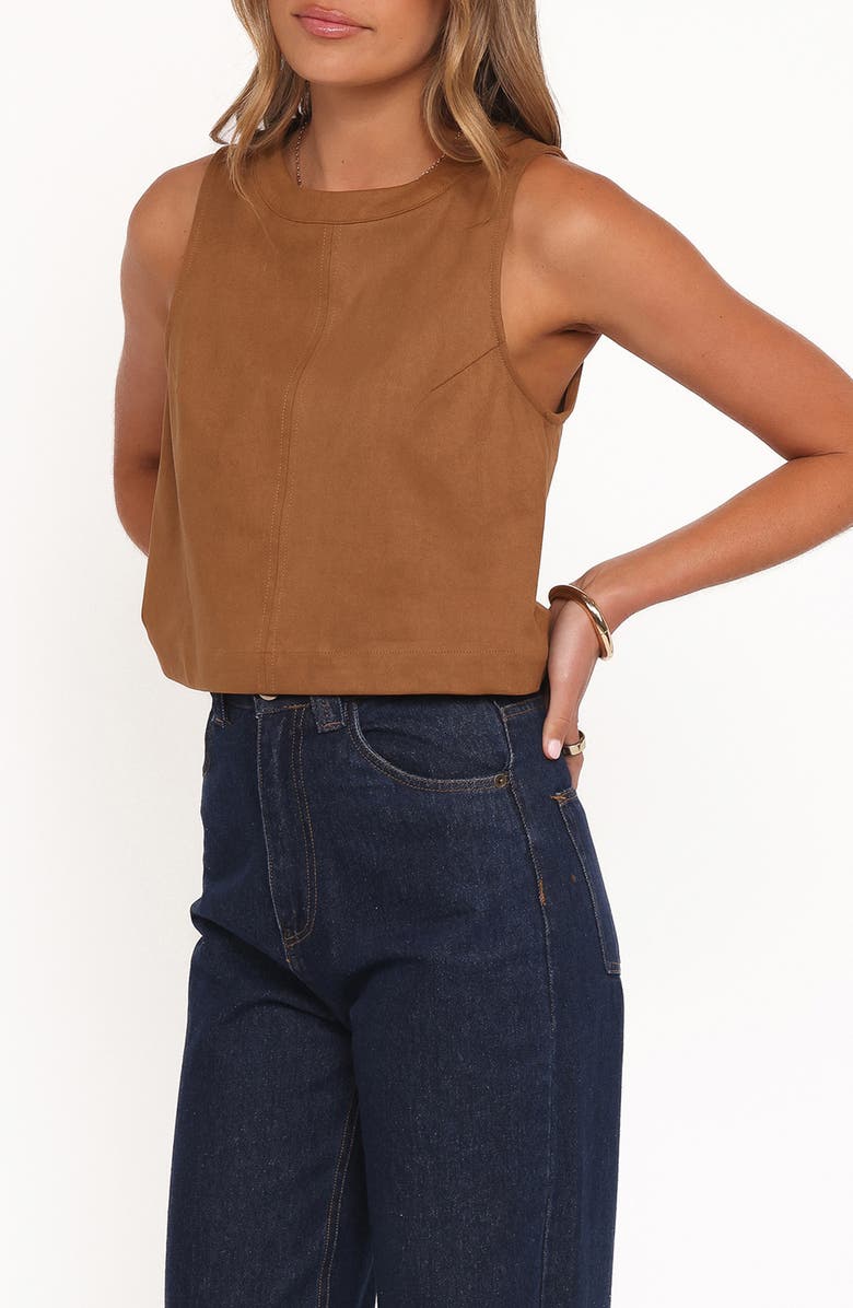 Petal & Pup Charles Sleeveless Faux Suede Top, Alternate, color, Camel