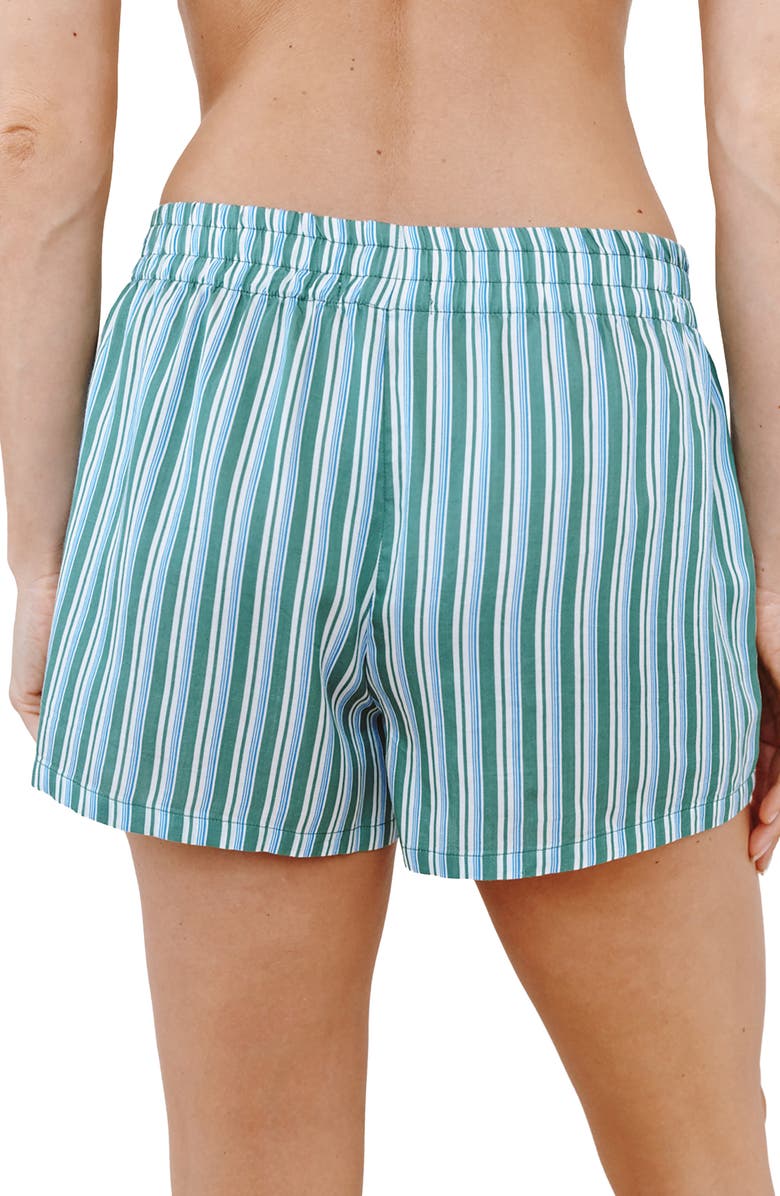 Bella Dahl Stripe Boxer Shorts, Alternate, color, Emerald Stripe