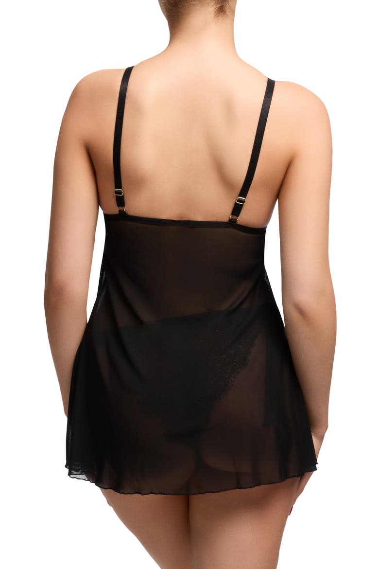Fantacist Babydoll Chemise, Alternate, color, BLACK