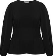 City Chic Cara Long Sleeve Peplum Shirt