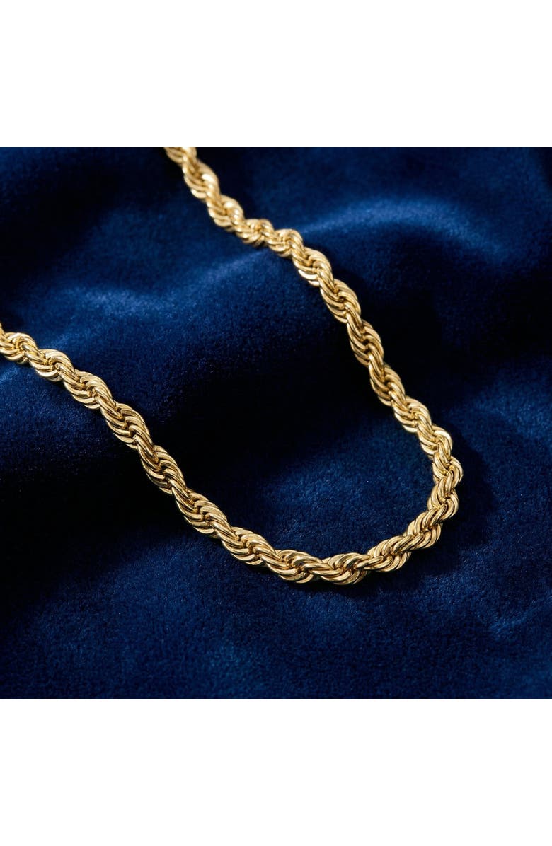 Bliss Diamond Yellow 14KT Gold Filled Men's 4.2mm Rope Chain Necklace, Alternate, color, 14K Yellow Gold