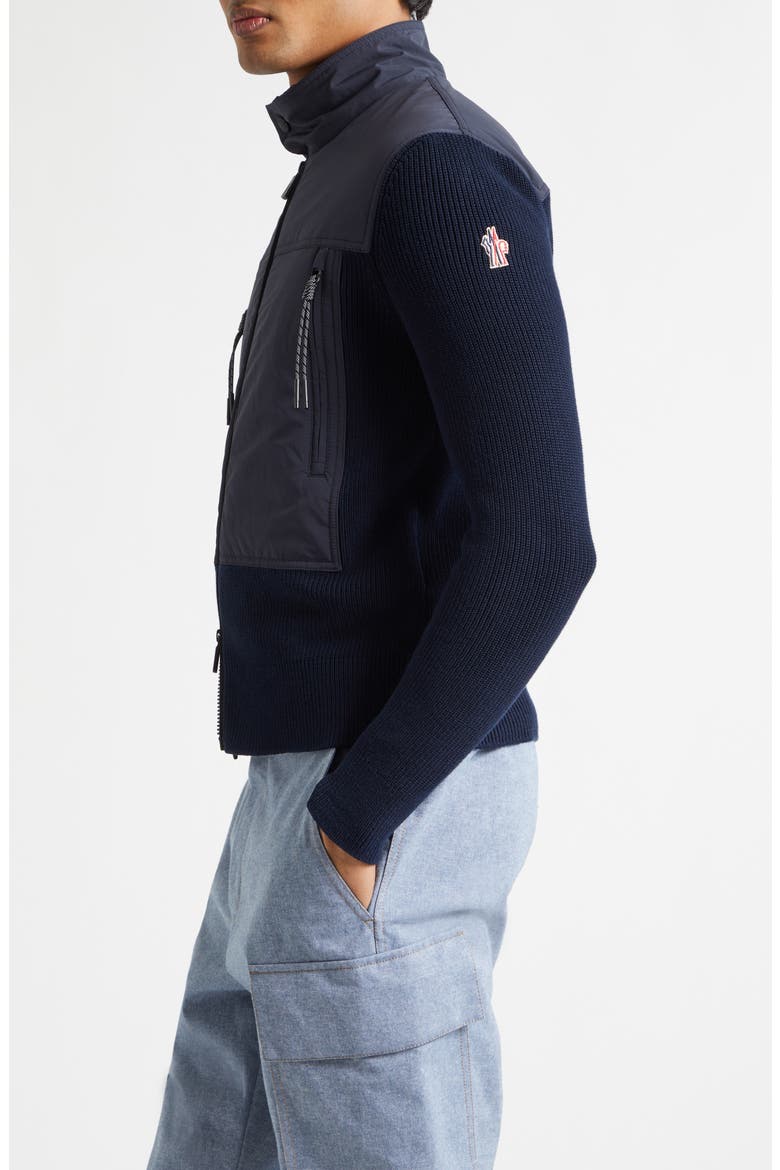 Hybrid Down Fill Zip-Up Cotton Cardigan, Alternate, color, NAVY BLUE