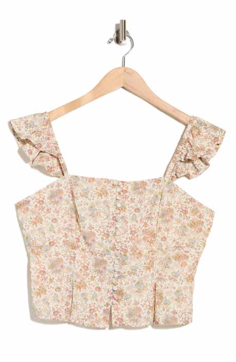 PAIGE Luce Floral Cotton Blend Crop Top