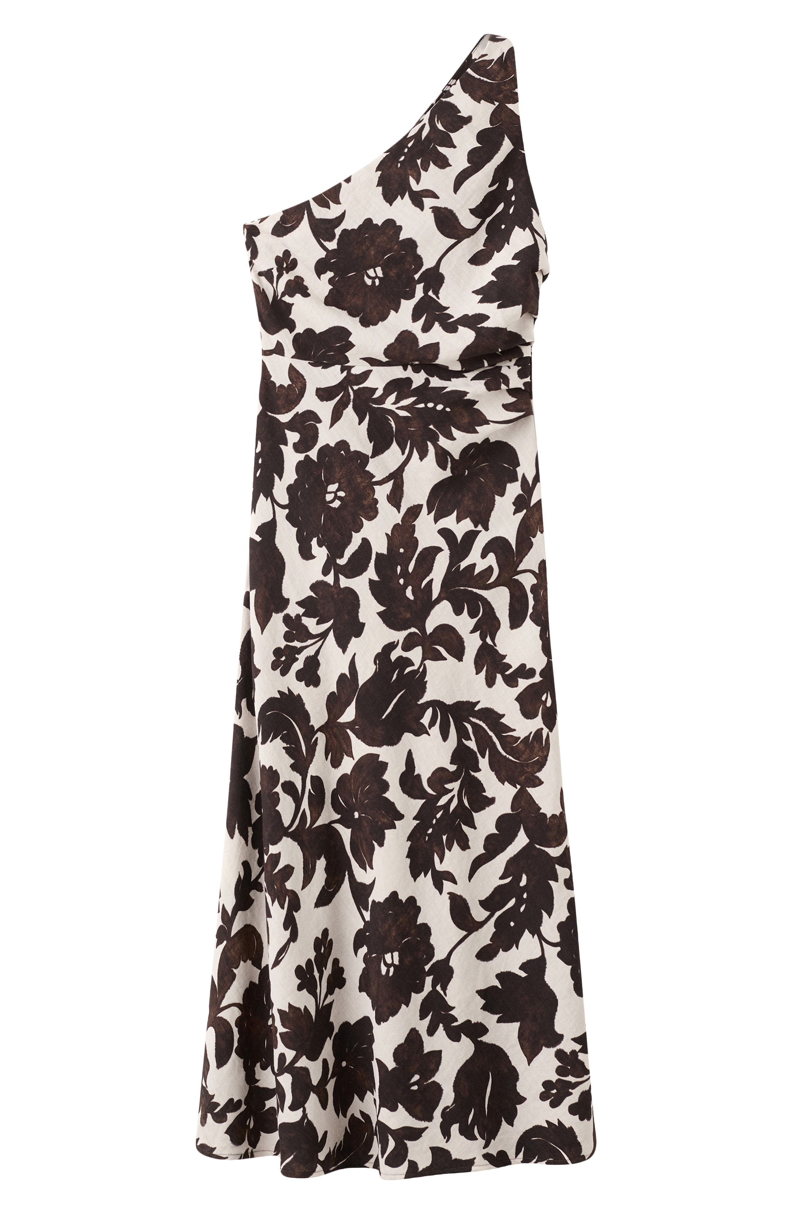 Asymmetric Floral Print Maxi Dress
