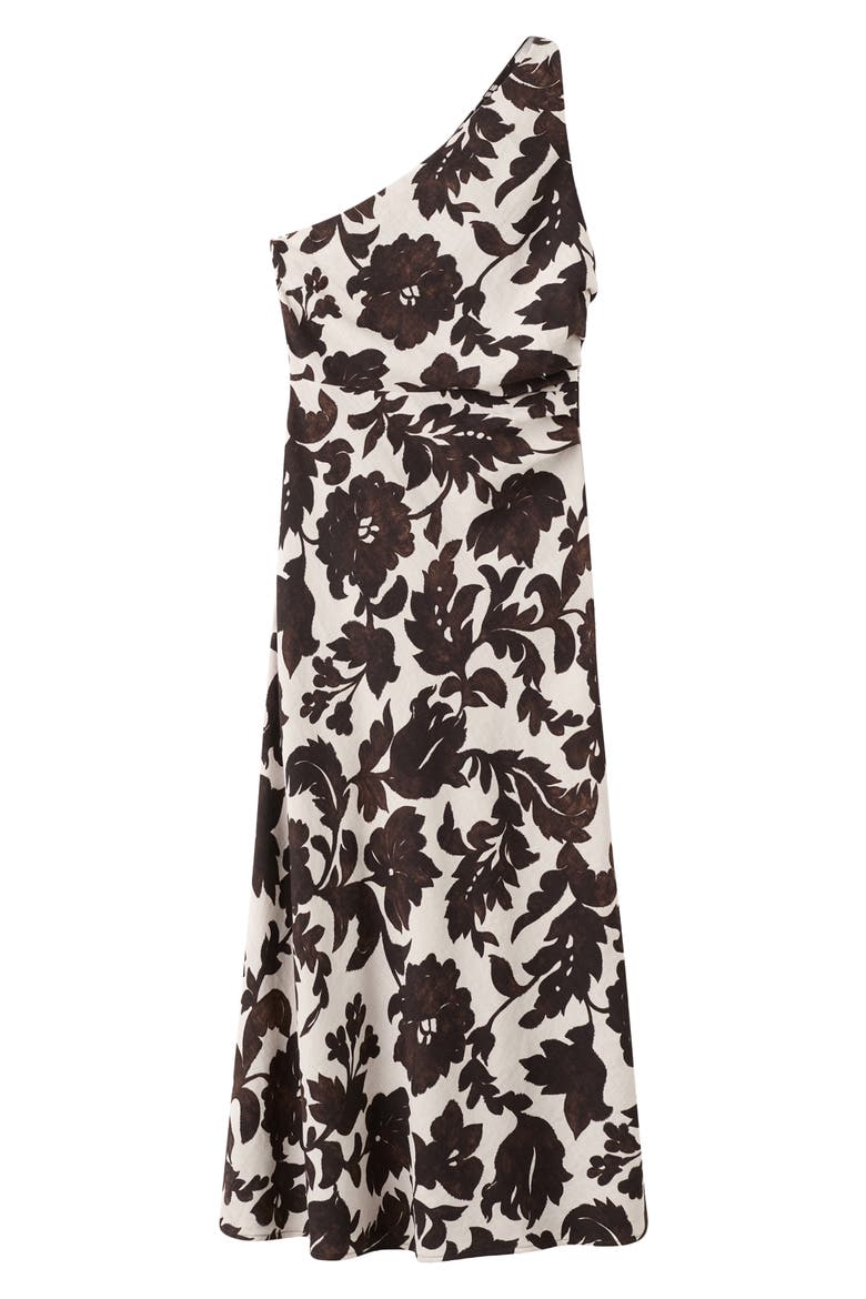 Asymmetric Floral Print Maxi Dress, Main, color, BROWN