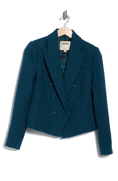 L Agence Brooke Double-breasted Crop Blazer In Blue