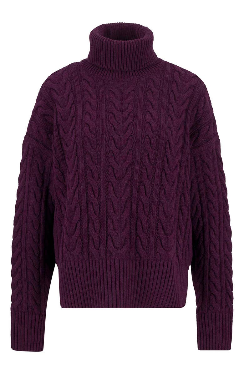 Barbour Embleton Wool Blend Cable Knit Turtleneck Sweater, Alternate, color,