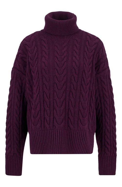 Barbour Embleton Wool Blend Cable Knit Turtleneck Sweater In Burgundy