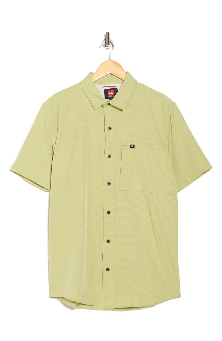 Quiksilver Alban Short Sleeve Button-Up Shirt, Alternate, color, Moss