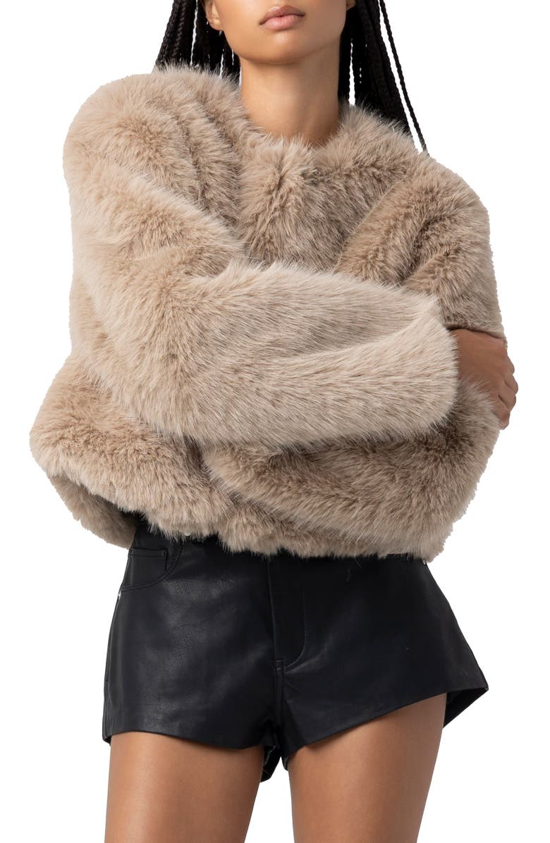 BLANKNYC Faux Fur Crop Jacket, Alternate, color, Prime Asset