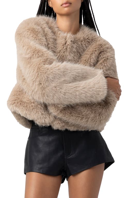 Blanknyc Faux Fur Crop Jacket In Brown