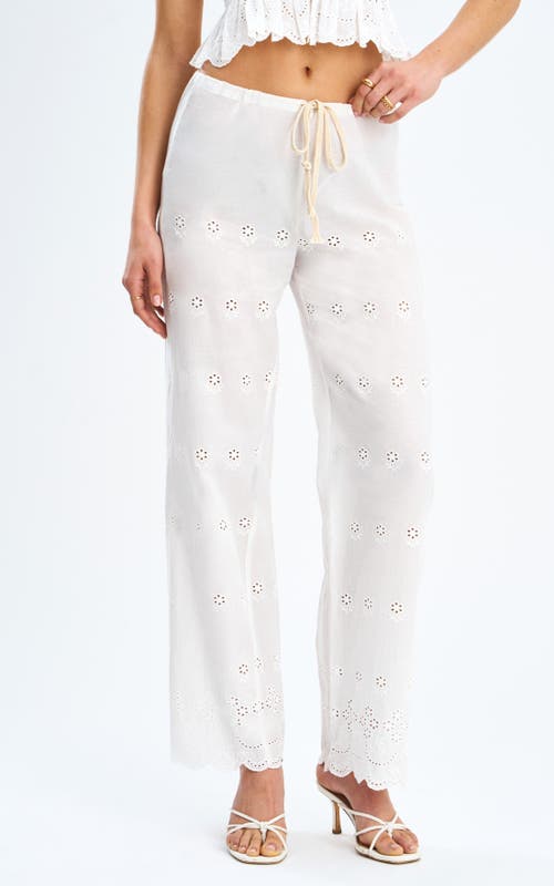 Miss Circle Raina Cotton Eyelet Straight Pants In White