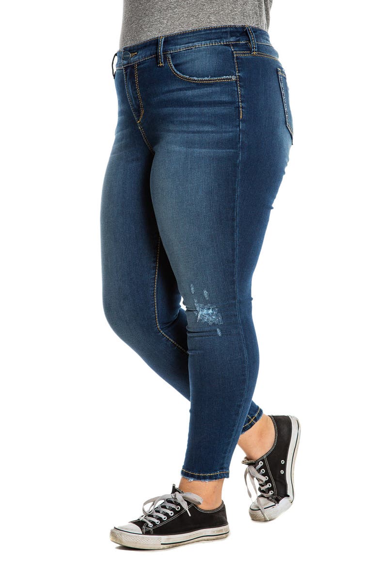 Distressed Mid Rise Ankle Skinny Jeans, Alternate, color, BEATRICE