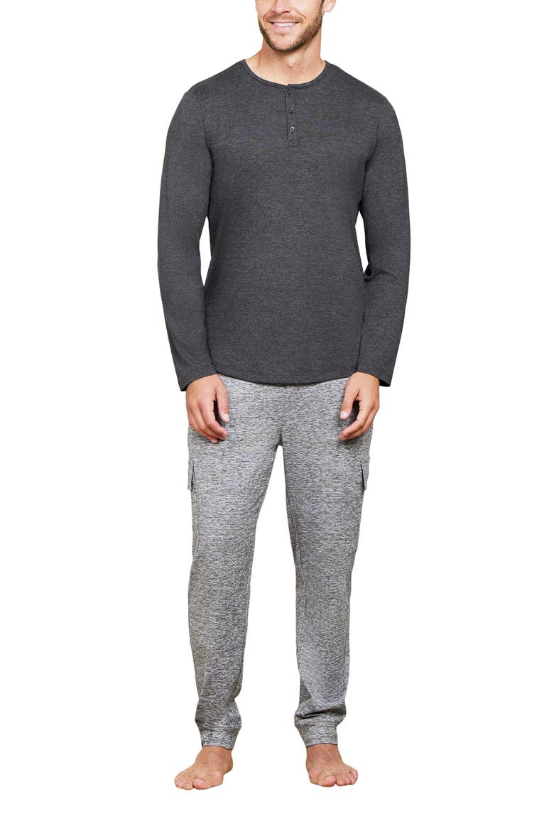 Malibu Collection® Butterchic Knit® Henley, Alternate, color, HEATHER CARBON