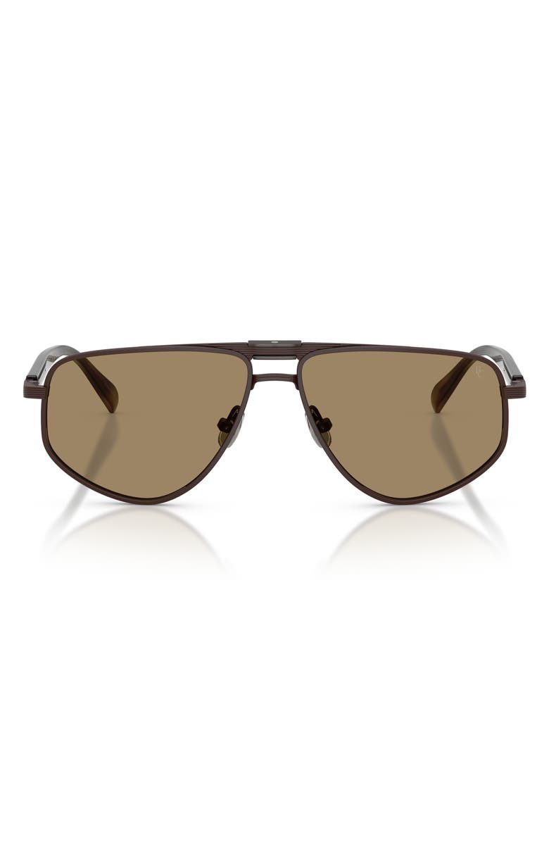Brunello Cucinelli 58mm Geometric Pilot Sunglasses, Main, color, Matte Chocolate