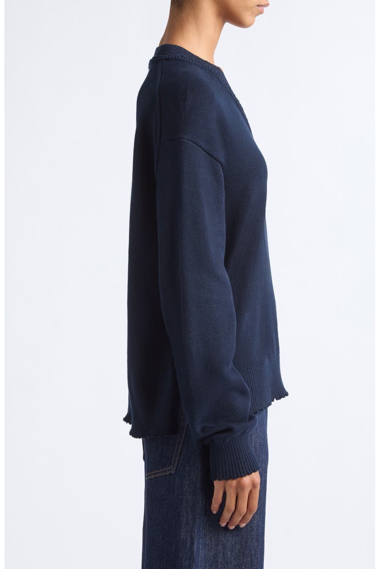 Cotton V-Neck Sweater, Alternate, color, DARK NAVY