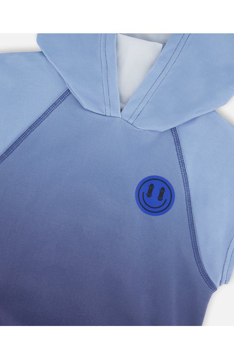 Deux par Deux Sleeveless Gradient Hooded Top and Shorts Set, Alternate, color, Blue Gradient