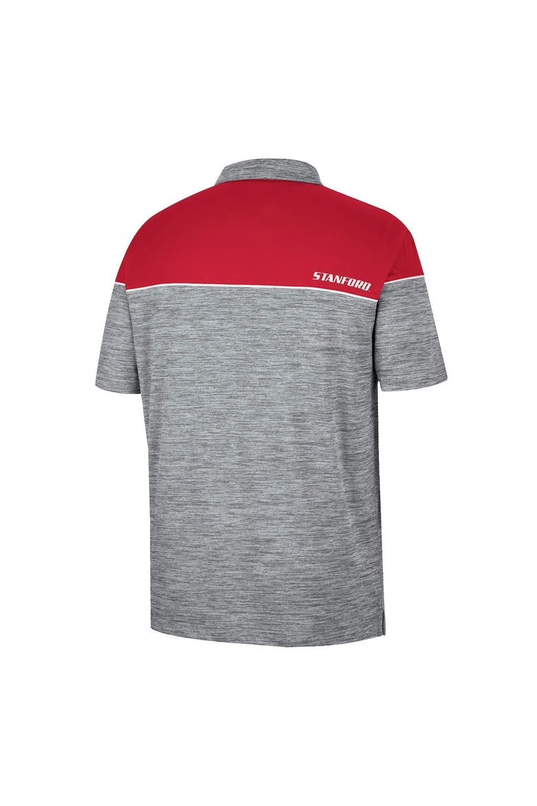 Men's Colosseum Heathered Gray/Cardinal Stanford Cardinal Birdie Polo, Alternate, color, Heather Gray