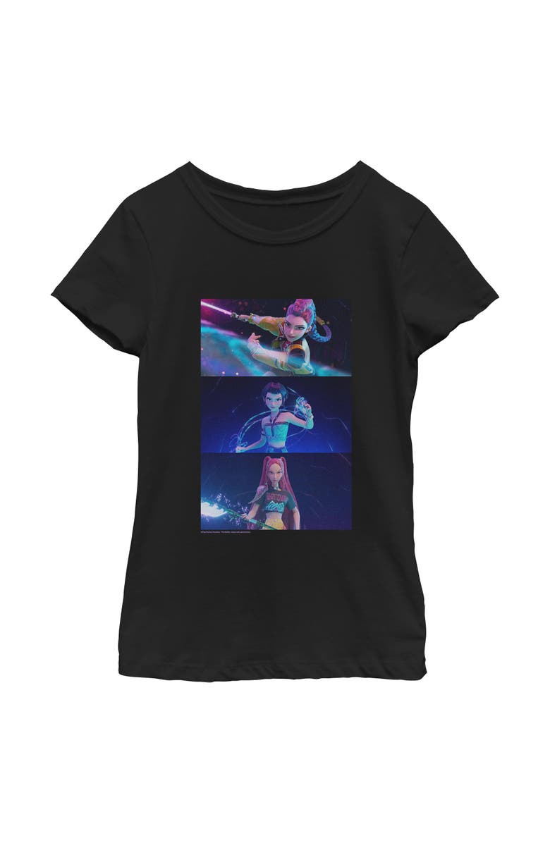 KPop Demon Hunters Girl's KPop Demon Hunters Group Shot Trio  Graphic T-Shirt, Main, color, Black