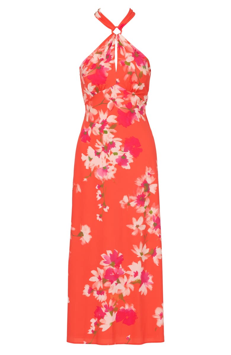 Adrianna Papell Floral Halter Neck Chiffon Dress, Alternate, color,