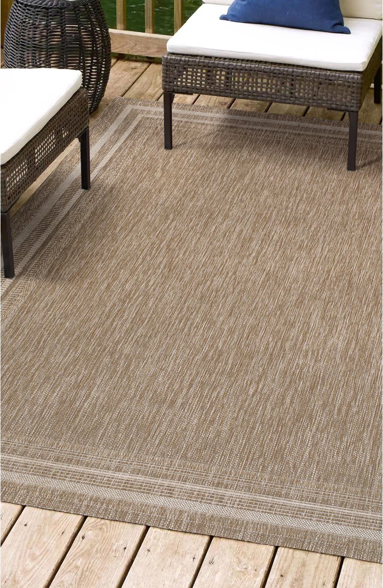 JONATHAN Y Lido Traditional Casual Pinstripe Border Indoor/Outdoor Area Rug, Alternate, color, Beige/Cream