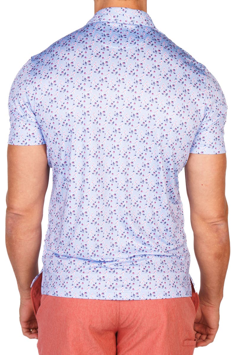 TailorByrd Floral Bloom Performance Golf Polo, Alternate, color, Light Blue