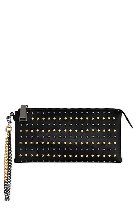 Cuff Me Up Studded Leather Clutch