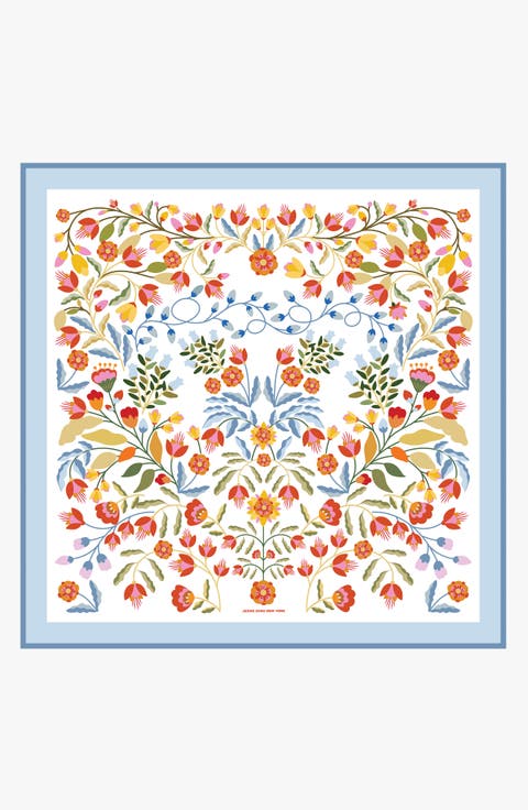 Porcelain Jardin Double Sided Silk Scarf