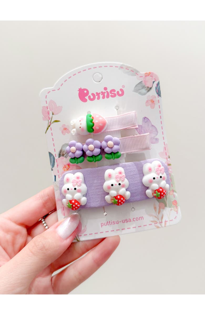 Puttisu 3pc Hair Clip Set - Bunny Garden Trio, Alternate, color, Lilac Bunny Bloom (Purple)