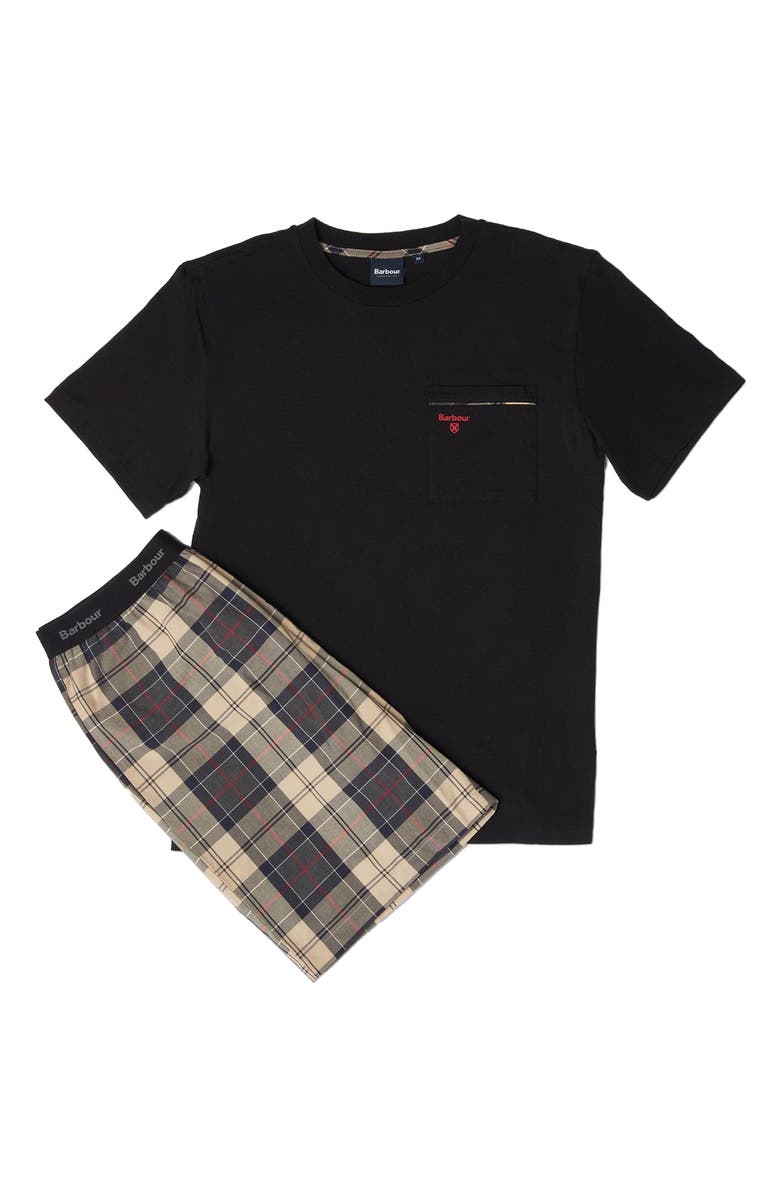 Barbour Bailes Pocket T-Shirt & Plaid Pajama Shorts, Alternate, color, 