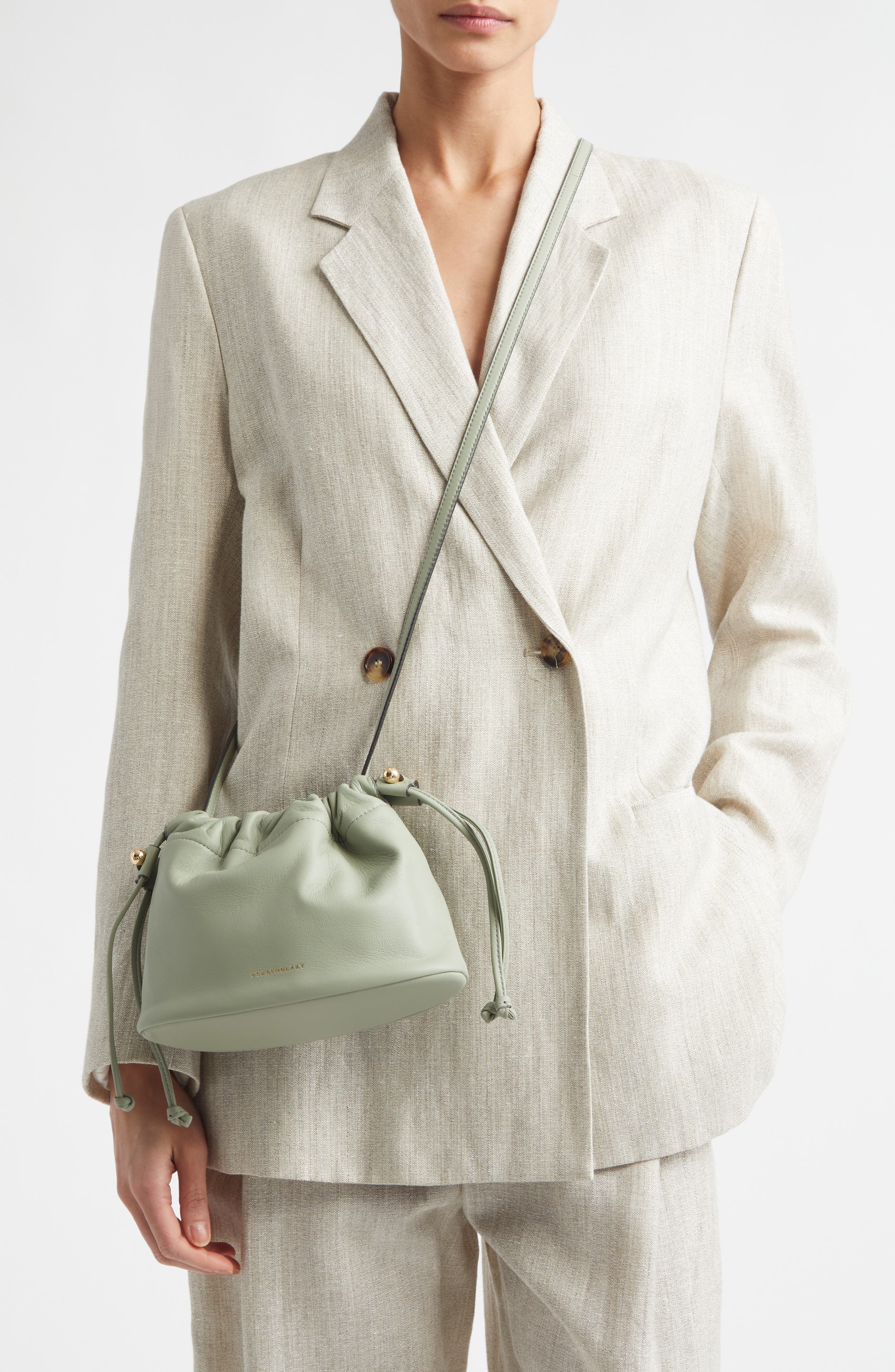 Strathberry Drawstring Crossbody Bag, Alternate, color, Library Green