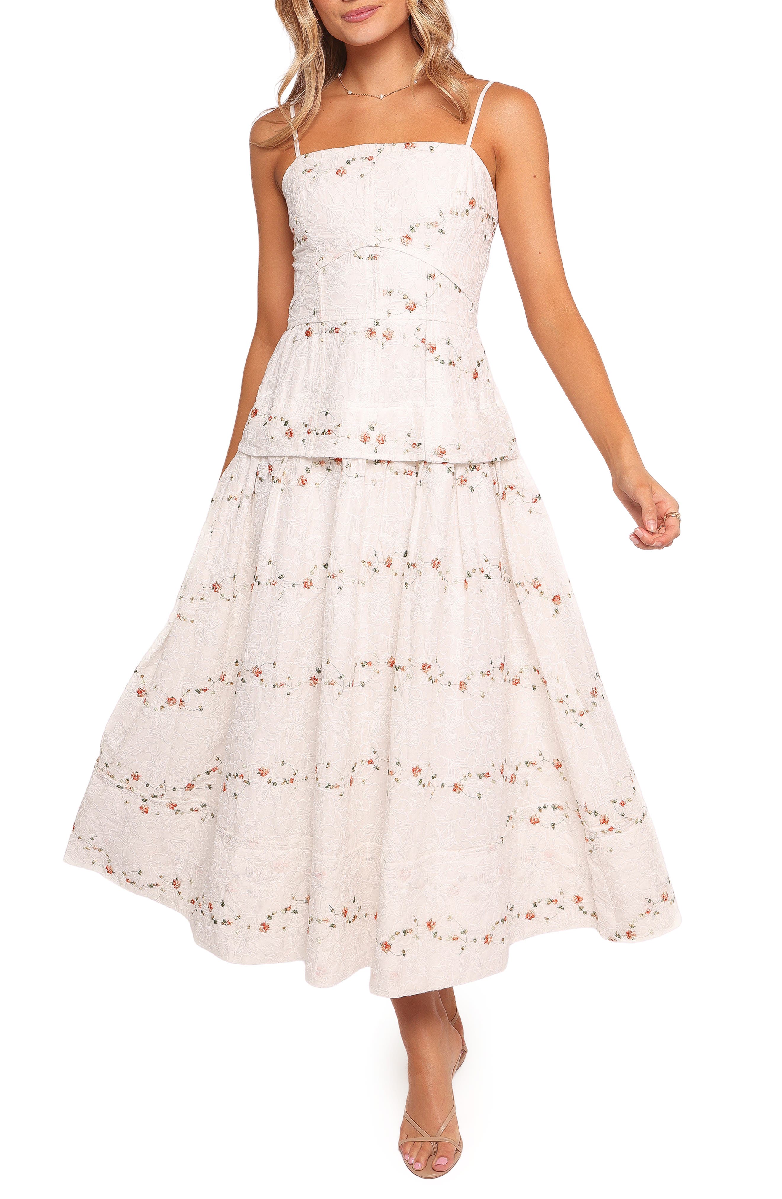 Petal & Pup Eleanora Floral Embroidered Midi Dress