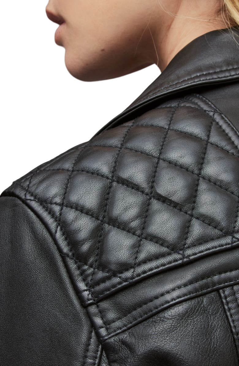 AllSaints Caden Sheepskin Leather Moto Jacket, Alternate, color, 