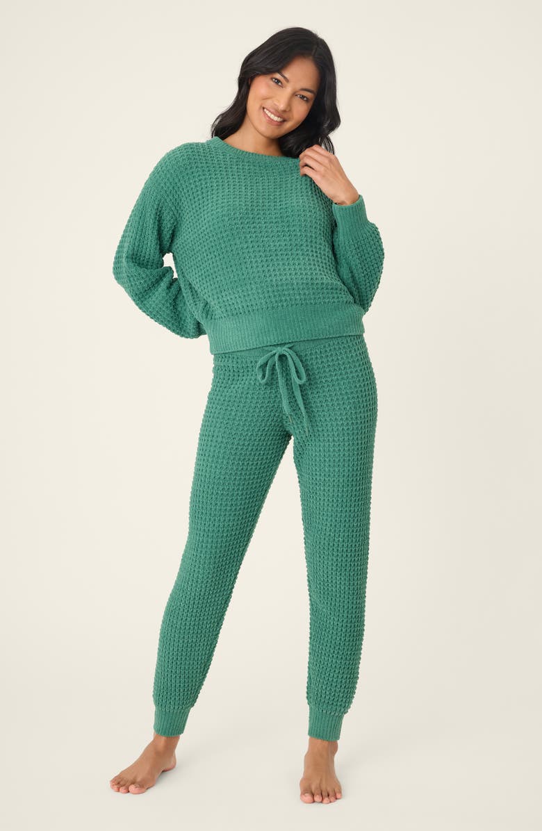 PJ Salvage Chenille Waffle Knit Lounge Pants, Alternate, color, Forest