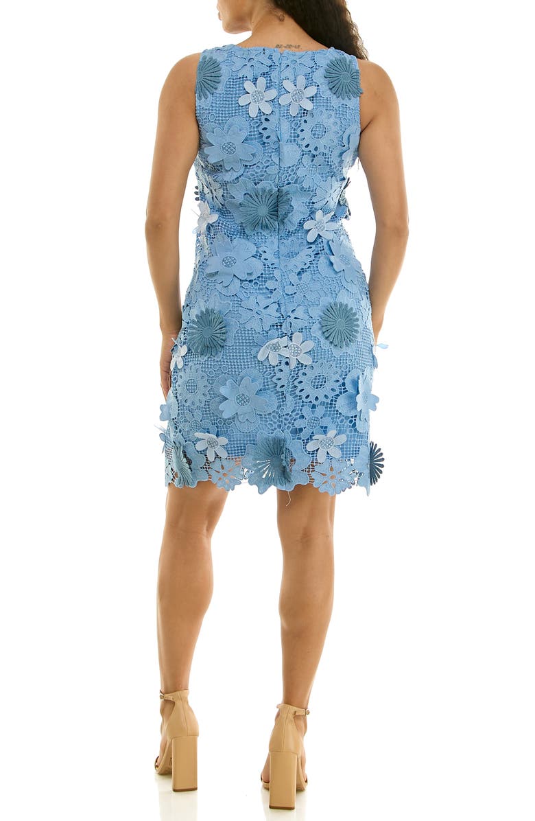 Nina Leonard Sleeveless 3D Floral Lace Shift Dress, Alternate, color,