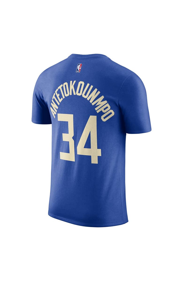 Nike Men's Nike Giannis Antetokounmpo Royal Milwaukee Bucks 2024/25 City Edition Name & Number T-Shirt, Alternate, color, 