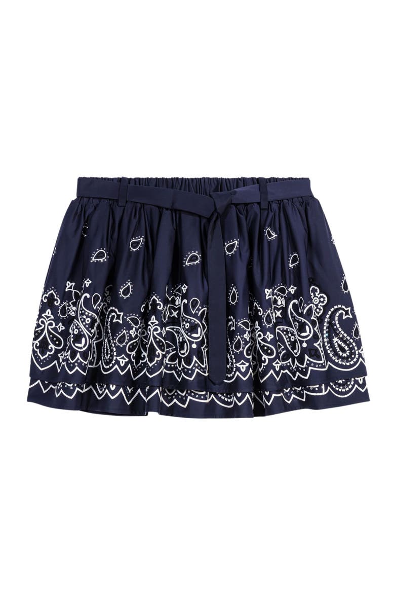 Short embroidered ruffled skirt, Alternate, color, Navy bandana embroidered
