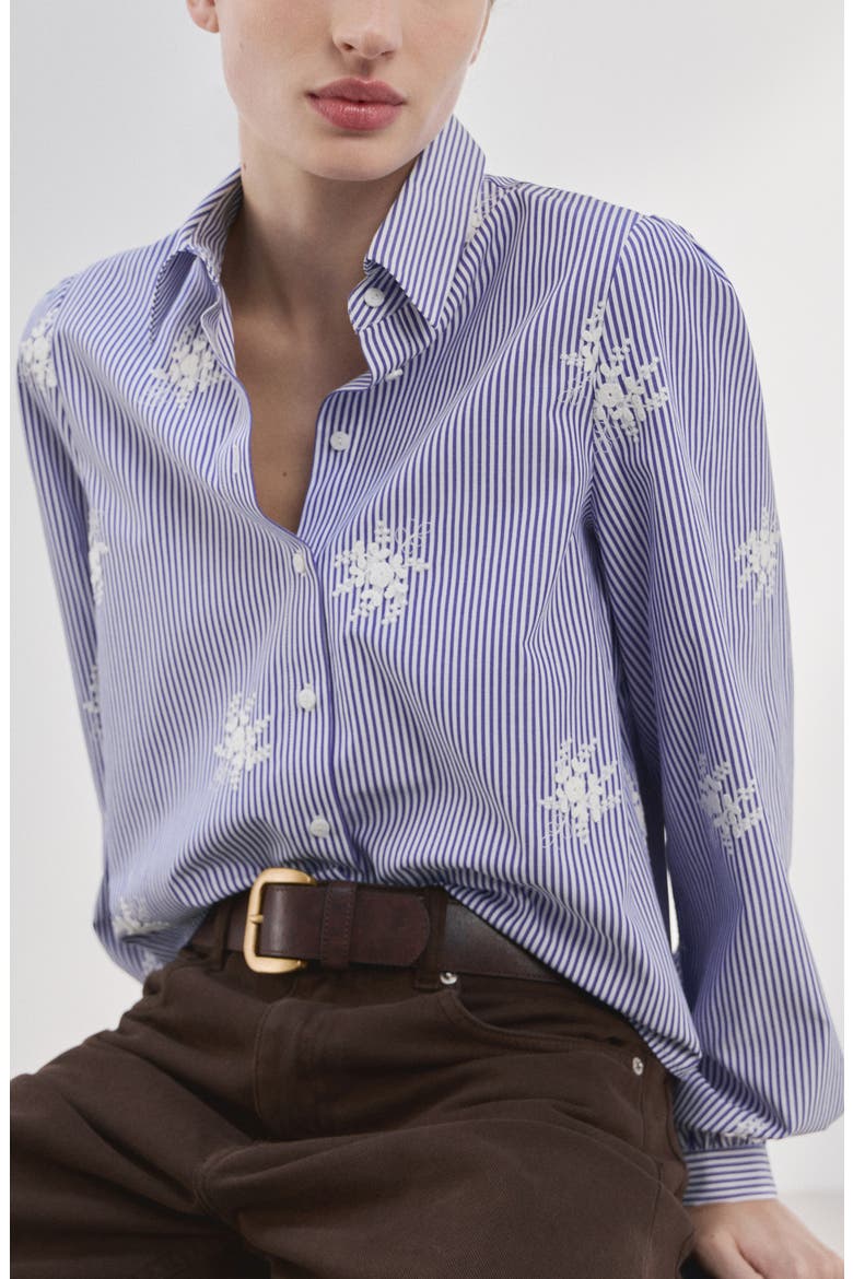 Embroidered Stripe Shirt, Main, color, SKY BLUE