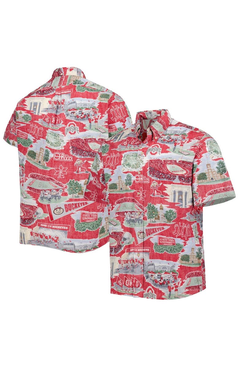 Reyn Spooner Men's Reyn Spooner Scarlet Ohio State Buckeyes Scenic Button-Down Shirt, Main, color, Scarlet