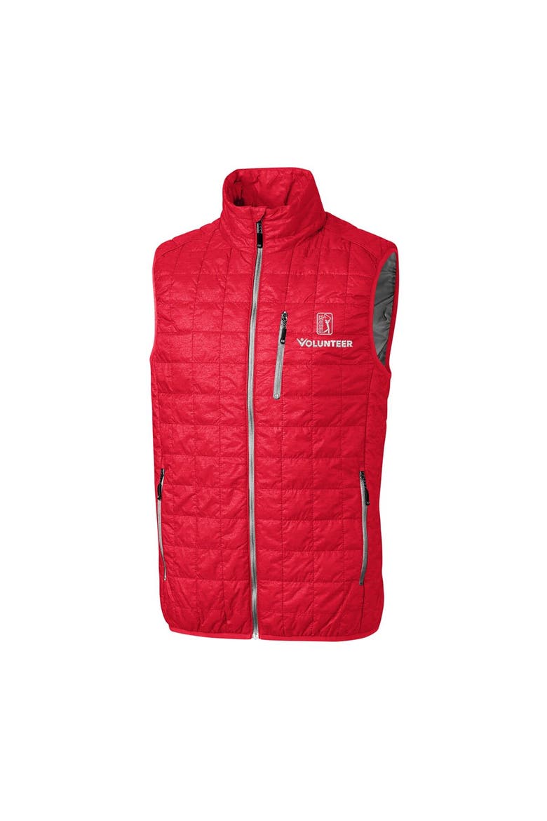 Men's Cutter & Buck  Red PGA TOUR Volunteers Big & Tall Rainier PrimaLoft Eco Insulated Full-Zip Puffer Vest, Alternate, color, Red